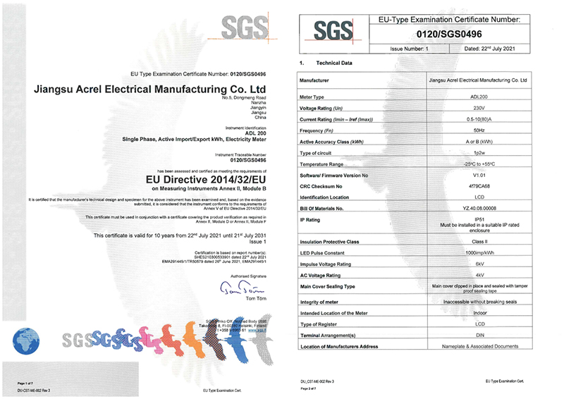 MID ADL200 single phase energy meter