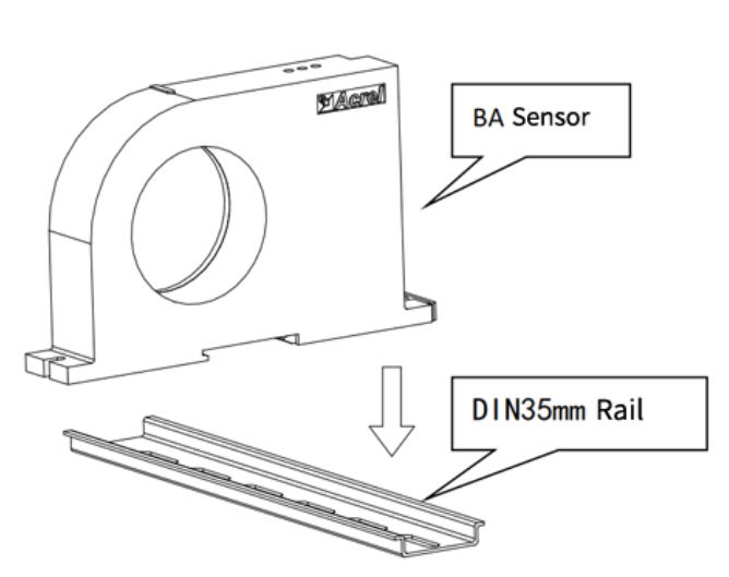 din rail installation of BA current transducer
