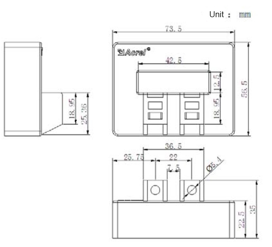 dimension of AHKC-F hall sensor